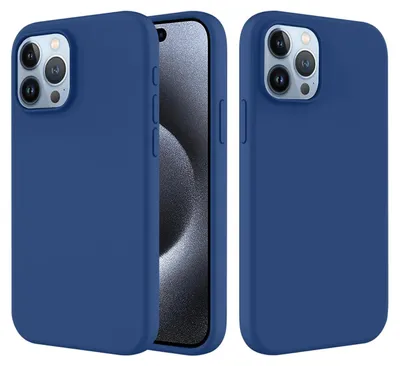Productafbeelding van MobyDefend Hoesje - Geschikt voor iPhone 15 Pro Max - Matte Siliconen Backcover - Blauw