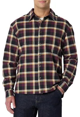 Produktbild von A. Essentials Herren Relaxed Fit 100% Baumwolle Flanellhemd, Dunkles Burgunderro
