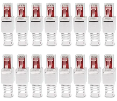 Produktbild von Netzwerkstecker Cat 6 RJ45 Stecker 16x Steckverbinder werkzeuglos Zugentlastung