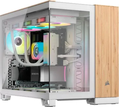 Zdjęcie produktu dla Corsair CC-9011288-WW, Midi Tower, PC, Bambusowy, Biały, ATX, Stal, Szkło hartowane, Gaming