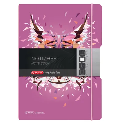 Produktbild von Herlitz Wild Animals Lynx, Abbildung, Pink, A4, 80 Blätter, 80 g/m², Kariertes Papier