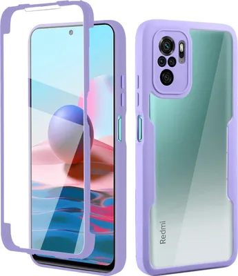 Obrázek produktu pro Redmi Note 10 4G Ochranné pouzdro, vestavěný chránič displeje 360° plná ochrana telefonu pro Xiaomi Redmi Note 10 4G/Note 10S Purple