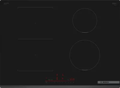 A top-down view of a black induction cooktop.