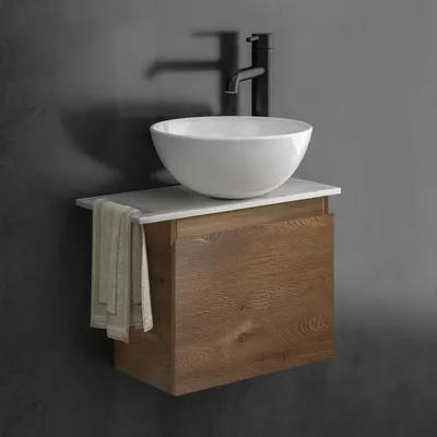 Produktbild von Alpenberger Badmöbel-Set Waschtisch mit Unterschrank & Keramikplatte 55-100 cm, Nano-Becken