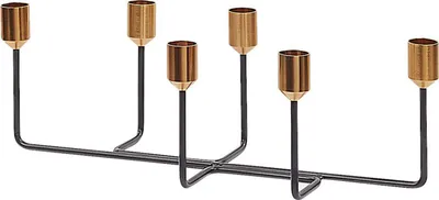 Produktbild von BELIANI Kerzenständer Gold und Schwarz Metall für 6 Kerzen moderner Look Dekoartikel Dekoration Wohnzimmer Salon Innenbereich