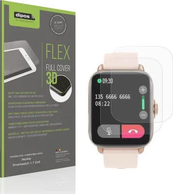 Image de 2x Full Cover mat Film pour Akokie Smartwatch 1.7 Zoll Film de protection ecrán