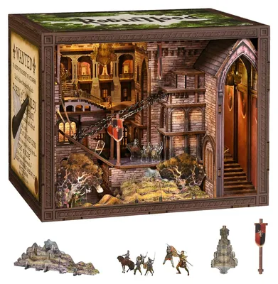Book Nook Bausatz, DIY Miniatur-Set, 3D Holzpuzzle mit LED-Licht
