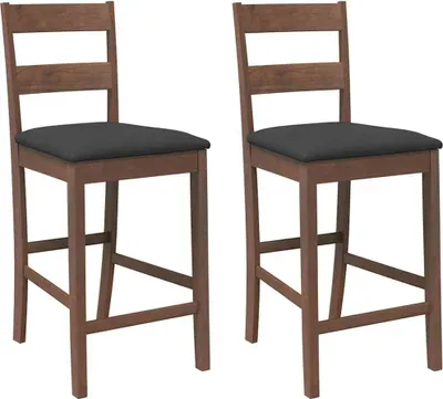 Produktbild von Barhocker mit Kissen 2 Stk. Braun Massivholz Gummibaum