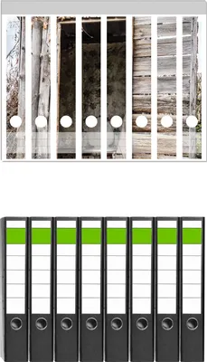 Produktbild von Wallario 8 Stück schmale Ordner inkl. Klebeetiketten mit Motive Alte verwitterte Gartentoilette -  Set mit Rückenschildern / Ordnerrücken Stickern