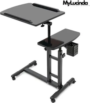 Produktbild von Famanu Mobiles Tattoo Werkstation - Verstellbares Büro auf Rollen für Salon und Zuhause - Schwarz