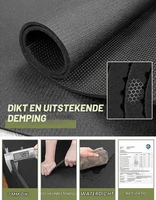 Produktbild von Fitnessmatte Bodenschutzmatte - 213 x 152 cm - 7 mm Dicke - Schwarz - PVC - Für Heim- und Sportschule
