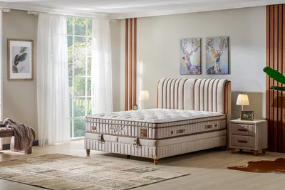 Produktbild von Pointhome Bambi Boxspringbett Set 180 x 200 H3, Kapok Naturel Schlafzimmerbett, 1 x Matratze, 2 x Bettkasten, 1 x Bettkopfteil