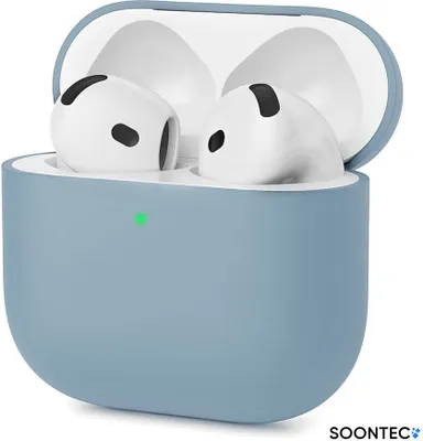 Image de SOONTEC Housse pour AirPods 4 Generation Case Silicone Housse de protection pour écouteurs Etui Slim Cover en bleu ciel