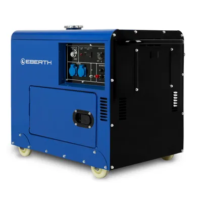 A blue and black generator on a white background.