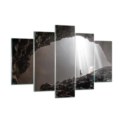 Produktbild von Bilder auf glas - 5 Teile - Höhle Morgendämmerung Frau - 150x100cm - Glasbilder - Wandbilder - Bilder - Wanddekoration aus Glas - Glas Bilder - Wandbild auf Glas - GEA150x100-4468