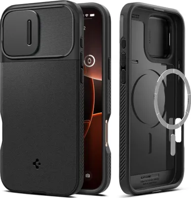 Produktbild von Spigen Optik Armor mit Magnetfunktion Hülle Kompatibel mit iPhone 16 Pro Max Schwarz