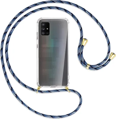 Produktbild von Handykette Backcover-Schutzhülle mit Band (Metall goldfarben) für Samsung Galaxy A71 5G - Blautöne