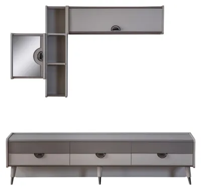 Produktbild von Beiges Wohnzimmer Sideboard Robuster TV-Ständer Lowboard Luxus Regale