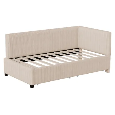 Produktbild von Schlafsofa mit Bettfunktion, Lattenrost und Schubladen, 90x200 cm, Einzelbett, Polsterbett, Samtbezug