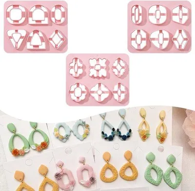 Immagine prodotto di Set di stampini per pasta modellabile da 3 pezzi - 18 forme diverse - Design boho per gioielli