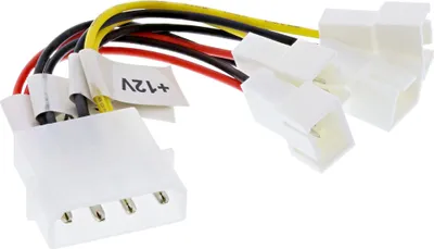 Produktbild von InLine Lüfter Adapterkabel, 2x 12V und 2x 5V, für 4 Lüfter, 0,1 m, Männlich, Männlich, Mehrfarbig, 11 g, 100 mm