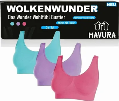 Produktbild von WOLKENWUNDER Das Wunder Wohlfühl Bustier nahtloser BH Ersatz ohne Bügel 3er Set - XXL