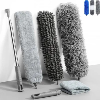 Zdjęcie produktu dla Teleskopowy mop do kurzu - Elastyczny mop - Do czyszczenia trudno dostępnych miejsc - Zestaw 4 w 1 - Do 245 cm - Szary