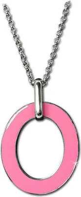 Produktbild von Amello Damen Halskette Edelstahl 84cm Oval Halsschmuck rosa weiß D2ESKG01P