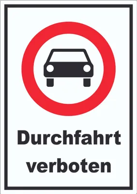 Produktbild von Durchfahrt verboten PKW Symbol Aufkleber A4 (210x297mm)