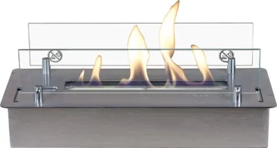 Image de Cheminée à éthanol Xaralyn - Brûleur à éthanol S - avec lèvre encastrée - inox brossé - chauffage 2 kW - éthanol encastré - vraies flammes