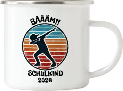 Produktbild von Bääm! Schulkind 2026 Emaille Tasse Einschulung Geschenk Schulanfang Schule