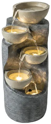 Produktbild von Outsunny Springbrunnen 5-stufig Gartenbrunnen mit LED Beleuchtung Pumpe