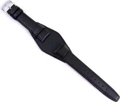 Produktbild von Uhrenarmband mit Unterlage Leder schwarz Kalb 18mm
