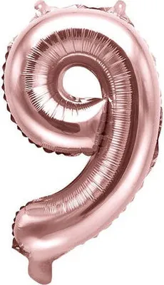 Produktbild von Folienballon Zahl „9“, 35cm, Roségold