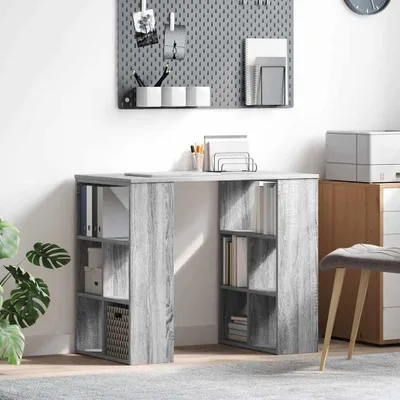 Image de Bureau exclusif - Structure en bois imitation chêne Sonoma gris, dimensions 90 x 50 x 75 cm