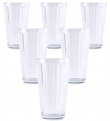 Zdjęcie produktu dla 6X Wysoka Szklanka Ryflowana 400Ml Zestaw Szklanek Do Napoi Komplet