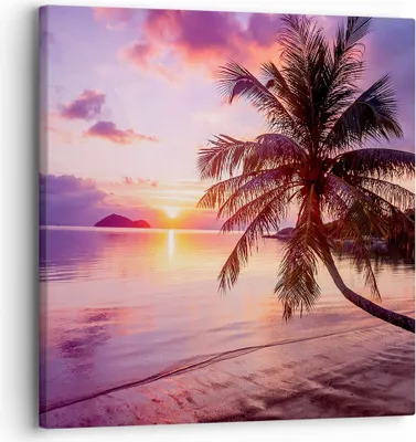 Produktbild von Bild auf Leinwand - Leinwandbild - Strand Meer Palme - 30x30cm - Wand Bild - Wanddeko - Wandbilder - Leinwanddruck - Bilder - Kunstdruck - Wanddekoration - Leinwand bilder - Wandkunst - AC30x30-3912