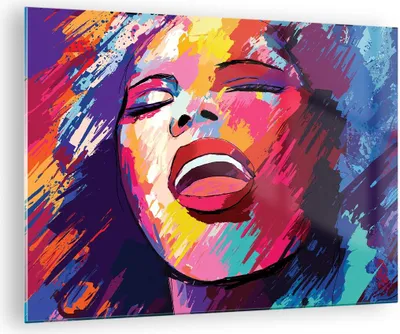 Produktbild von Bilder auf glas - Frau Abstraktion - 70x50cm - Glasbilder - Wandbilder - Kunstdruck - zum Aufhängen bereit - Wanddekoration aus Glas - Glas Bilder - Wandbild auf Glas - Einteilig - GAA70x50-4019