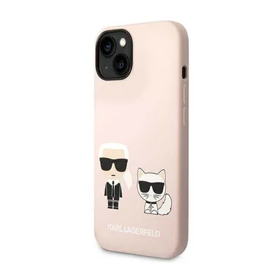 Image de Karl Lagerfeld Klhmp14Ssskci Iphone 14 / 15 / 13 6.1 Hardcase Light Pink/Light Pink Silicone Karl & Choupette Magsafe