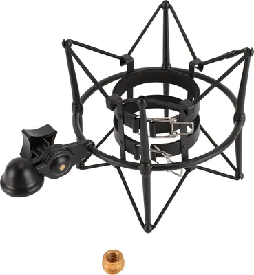 Productafbeelding van Microfoon schokdempers, 60 mm hoog, isolerende microfooncliphouder, anti-trillingssysteem voor radio- en opnamestudio's, zwart