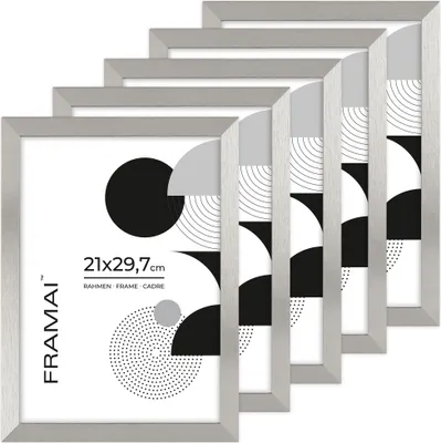 Obrázok produktu pre Rámčeky LUCA®, HEN S, sada 5 rámčekov, farba strieborná, 21x29,7 cm