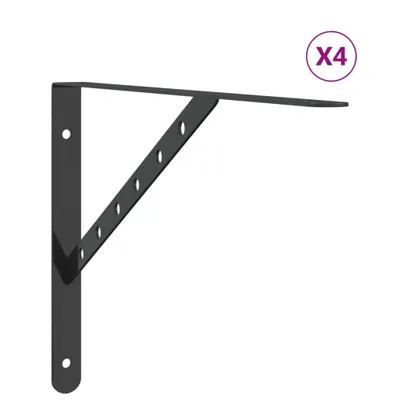 Obrázek produktu pro Policové držáky 4 ks 40 x 2,5 x 25 cm černé nerezová ocel