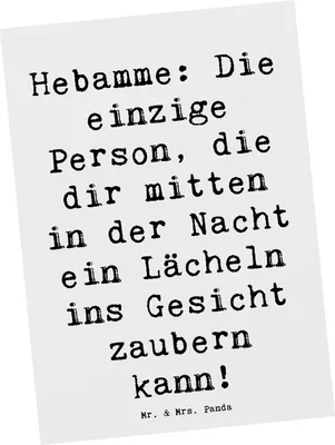Produktbild von Mr. & Mrs. Panda Postkarte Spruch Hebamme Lächeln - Weiß - Geschenk, Berufe, Beruf, Freude, kreative Geschenke, zugewandt, Berufspassion, für Berufstätige, Ansichtskarten