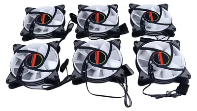 Image de Lot de 6 ventilateurs RGB de 120 mm, silencieux, à éclairage multicolore, refroidissement efficace, ventilateurs RGB pour boîtier d'ordinateur de bureau