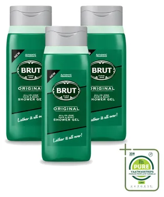 Productafbeelding van 3 x Brut All in One Douchegel voor haar en lichaam, Original, 500 ml - Grote verpakking - 3 stuks