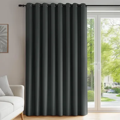 Produktbild von Verdunkelungsgardinen mit Ösen für Schlafzimmer oder Tür, 214x254 cm, dunkelgrau, 1 Stück