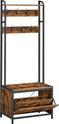 Produktbild von Garderobe mit Schuhschrank, Vintage-Braun-Schwarz