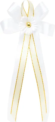 Produktbild von Ein weiß-cremefarbener Kerzenhalter mit Goldrand für eine Lichtmesskerze