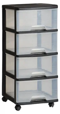 Obrázek produktu pro Zásuvková věž CURVER se 4 zásuvkami 4x20L, transparentní/černá