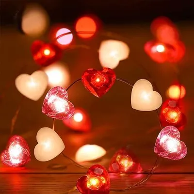 Produktbild von Valentinstag Herzförmige Lichterkette 2m 20LED - Valentinstag Dekoration, Innen- & Außenlichtkette batteriebetrieben, für Hochzeit & Weihnachten